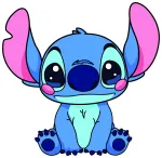 Stitch Sitting with a Friendly Smile 🐱🌟🌈 Colored Example