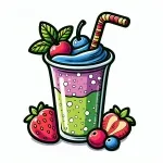 Strawberry Blueberry Cherry Milkshake with Straw 🍓🍒🥤 Colored Example