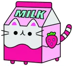 Strawberry Milk Cat Design with Kawaii Features 🍓🐱💕 Colored Example