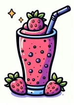 Strawberry Smoothie with Straw 🍓🥤 Colored Example