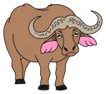 Strong Buffalo with Curved Horns and a Powerful Presence 🦬💪🌿 Colored Example