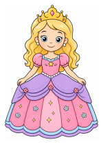 Sweet Little Princess with Sparkling Crown 👑✨🌸 Colored Example