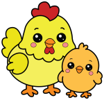 Sweet Mother Hen and Her Tiny Baby Chick 🐔🐥💛 Colored Example