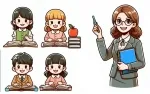Teacher Teaching 4 Kids 🍏📚👩‍🏫👓 Colored Example