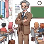 Teacher Standing and Smiling in Classroom with Kids 📝👨‍🏫🤗 Colored Example