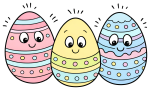 Three Cute Easter Eggs with Funny Faces 🐣🌸🎨 Colored Example