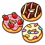 Three Delicious Donuts with Cute Decorations🍩✨🥯 Colored Example