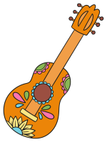 Traditional Mexican Guitar with Flower Design 🎸🌺🎶 Colored Example
