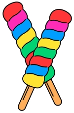 Twisted Popsicle Pair on Wooden Sticks 🌈❄️ Colored Example