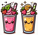 Two Adorable Smoothies 🍹🍊🍓😊 Colored Example