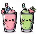 Two Cute Smoothies 🥤🍓🍒✨ Colored Example