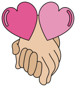 Two Hands Holding Each Other with Hearts Above 💖🤝 Colored Example