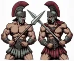 Two Roman Warriors Wearing Centurion Helmets and Holding Javelins ⚔️🛡️ Colored Example