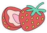 Two Strawberries: One Cut and One Whole 🍓🔪🌞😋 Colored Example