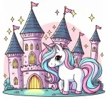 Unicorn with Magical Castle 🦄🏰✨ Colored Example