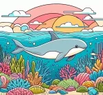 Vaquita Fish Swimming in Colorful Sea Environment at Sunset 🐟🌊🌅 Colored Example