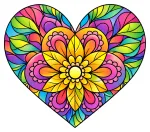 A Heart Filled with Floral Patterns and Leaves 🌸💖🌿 Colored Example