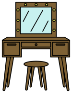 Vintage Dressing Table with Mirror and Stool 💄🪑 Colored Example