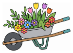 Wheelbarrow Full of Colorful Flowers and Green Leaves 🌸🌿 Colored Example