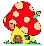 Whimsical Mushroom House with a Friendly Door 🏡🍄🌿 Colored Example