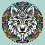 Wolf Head Mandala Style 🐺🎨🌀 Colored Example