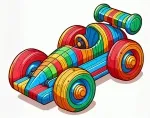 Wooden Rainbow Toy Race Car 🌈🏎️🌟 Colored Example