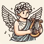 Young Greek God Apollo with Wings Playing Lyre 🎶👼 Colored Example