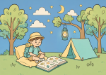 Young Boy Cozy Camping Under the Stars 🏕️⭐📖 Colored Example
