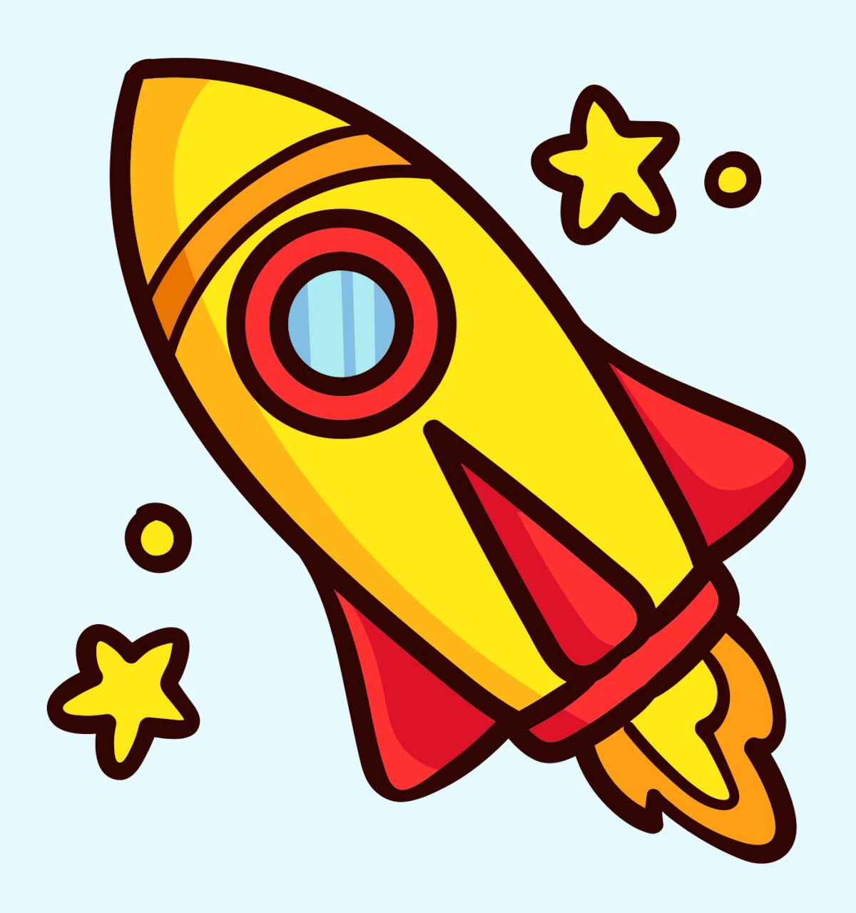 Toy Rocket Flying Between the Stars 🚀✨🌠🪐💫 Coloring Page