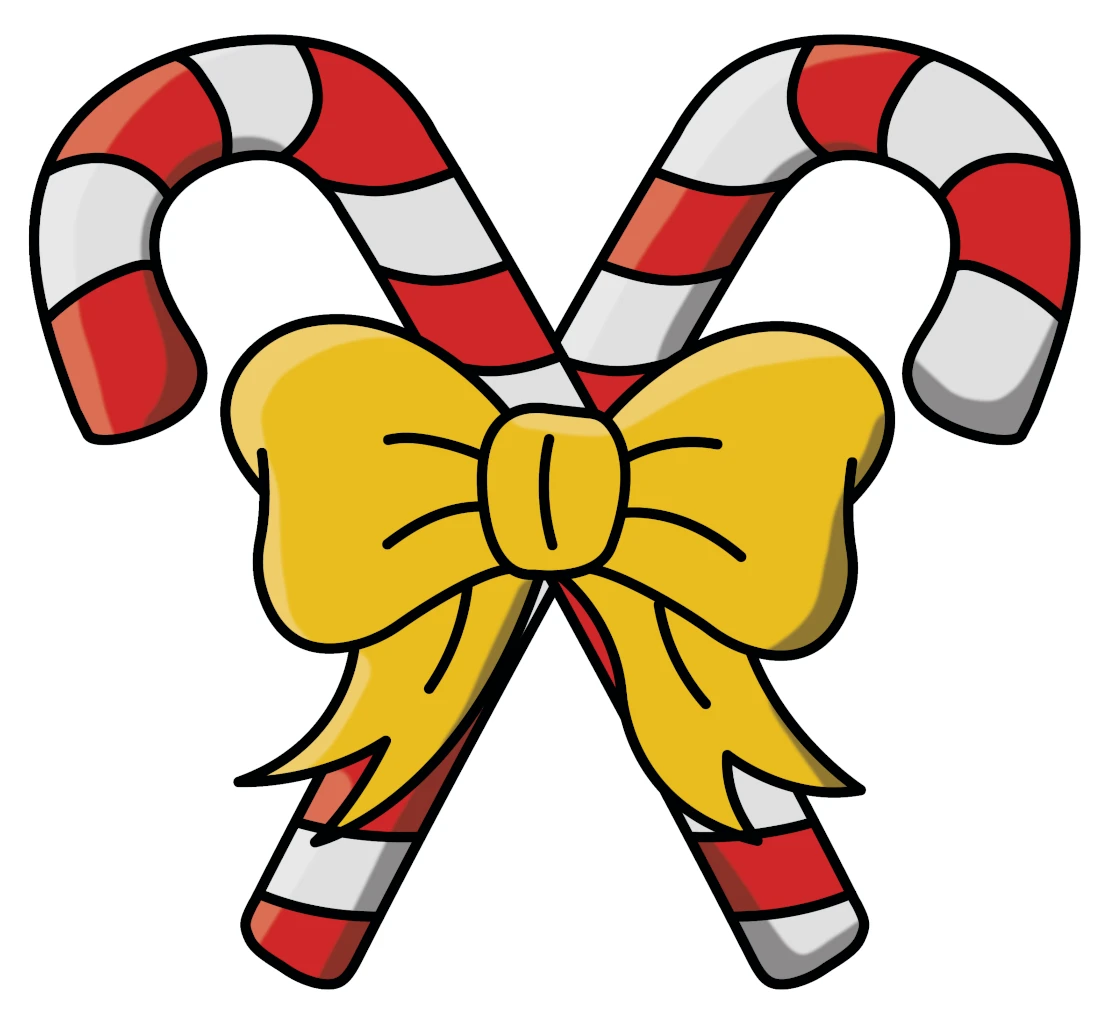 Two Sweet Candy Canes with a Festive Bow 🍬🎄🎀 Clipart Illustration