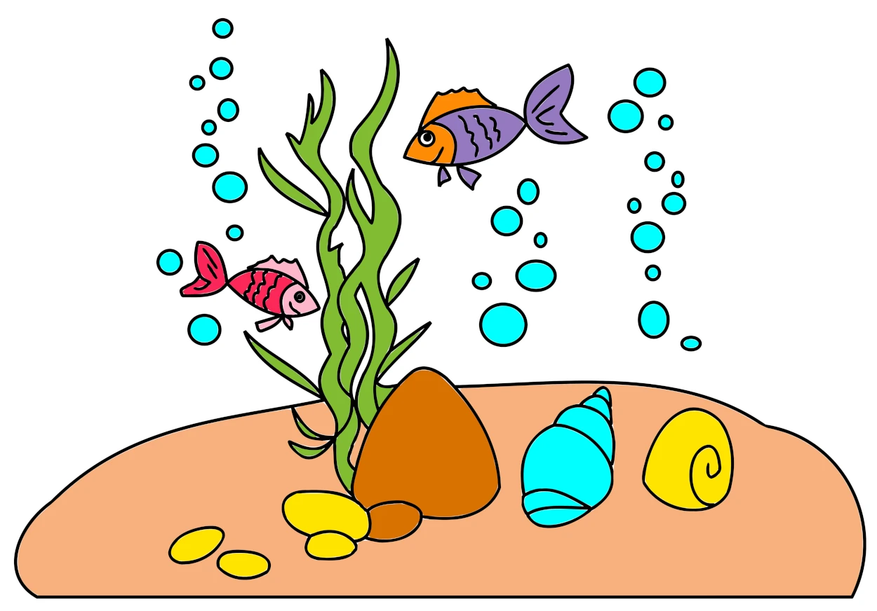 Underwater World with Fish Plants and Shells 🌊🐠🐚 Clipart Illustration