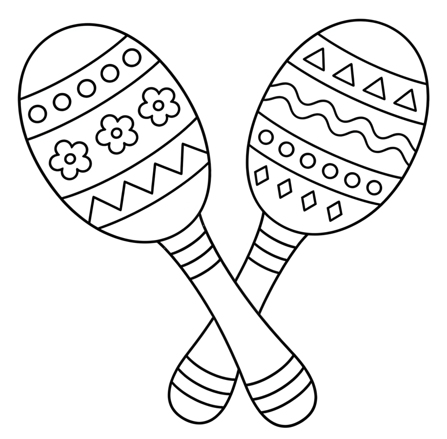 Colorful Maracas with Patterns and Flowers 🎶🌺 Coloring Page