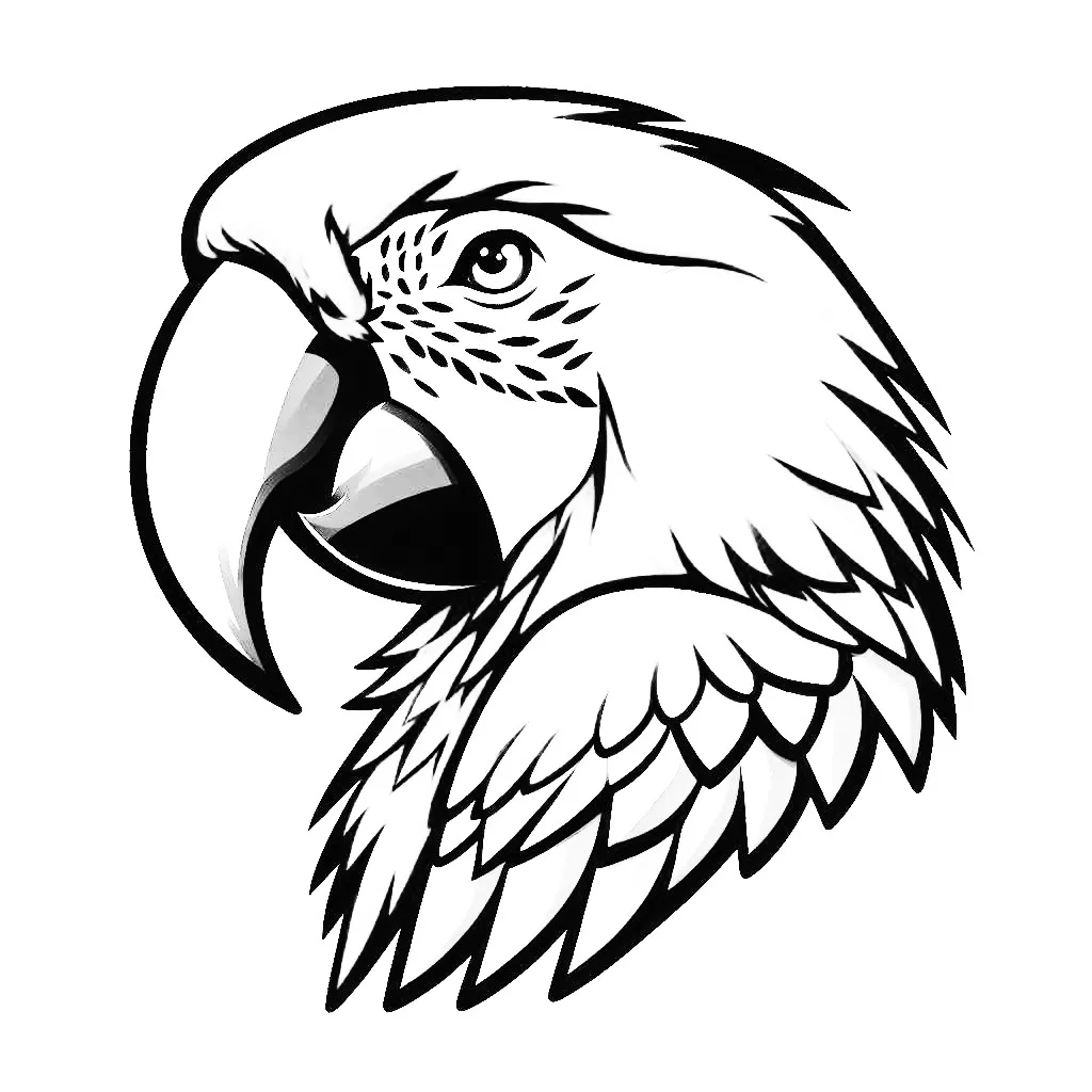 Colorful Parrot Head (Scarlet Macaw) 🌈🦜🌟 Coloring Page