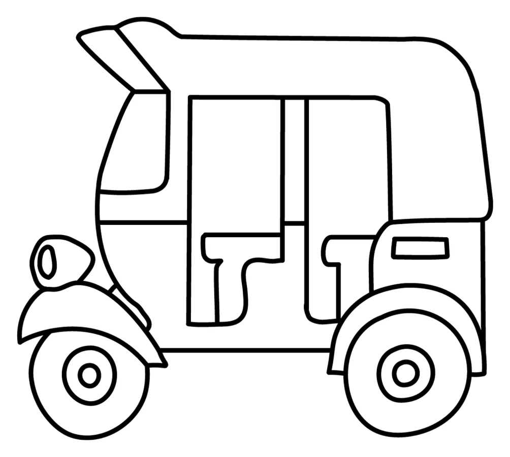 Vibrant Tuk Tuk Autorikshaw with Passenger Seat 🚕💨🌟 Coloring Page