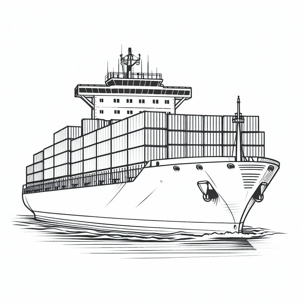 Container Ship 🚢 Coloring Page