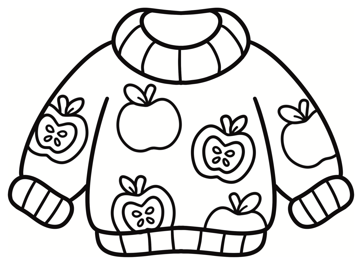 Cozy Sweater with Apples Bold & Easy 🍎🧶👕 Coloring Page