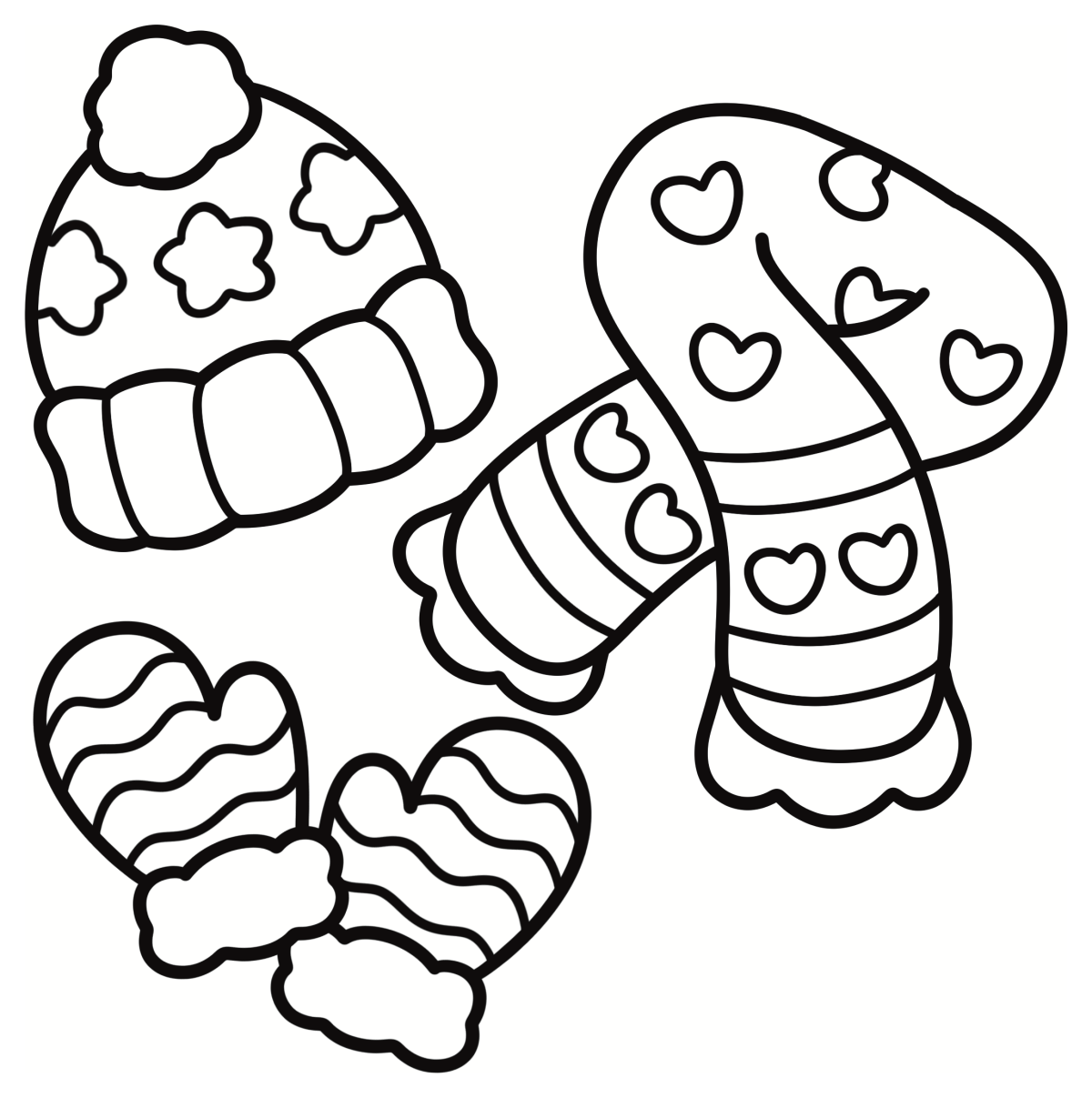 Cozy Winter Clothing Set ❄️🧣🧤 Coloring Page