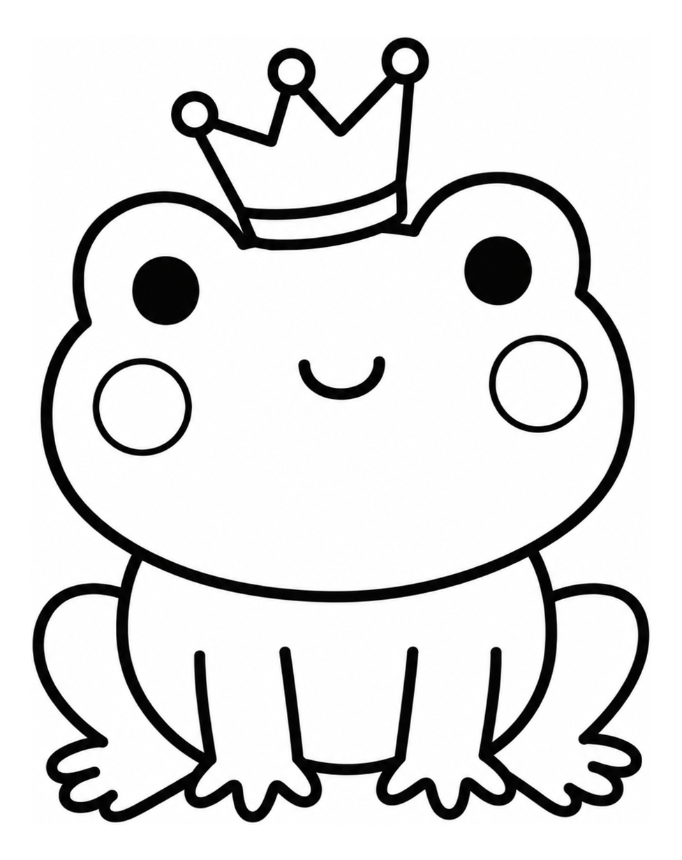Crowned Frog Prince with a Friendly Expression 🐸👑😊 Coloring Page