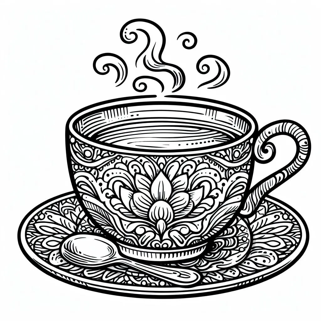 Cup of Tea ☕ Coloring Page