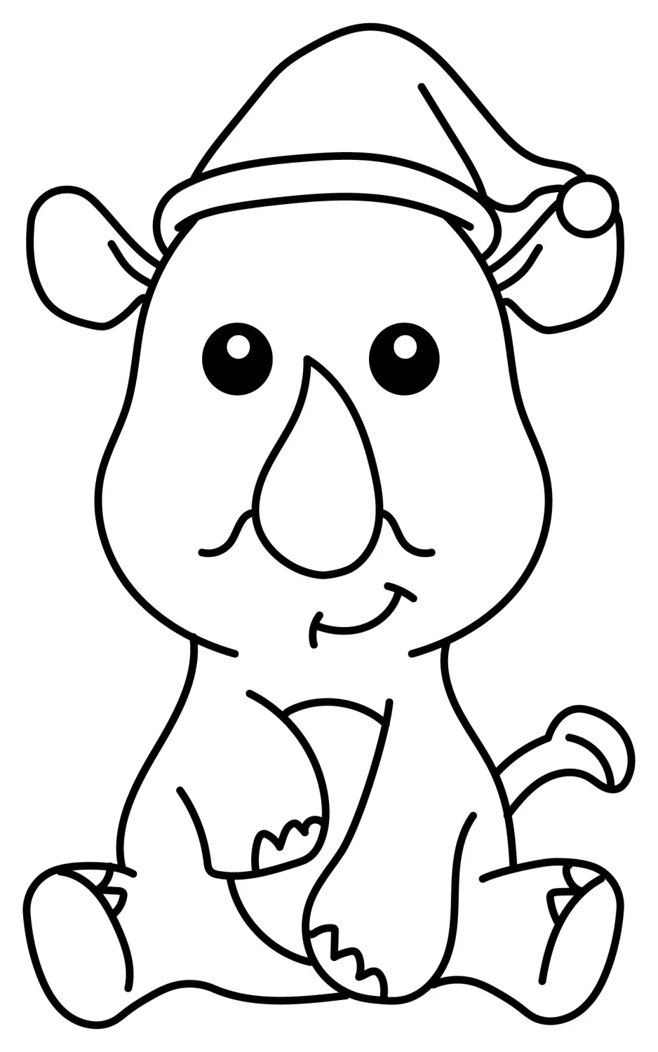 Cute Baby Christmas Rhino 🎄😊🎁 Coloring Page
