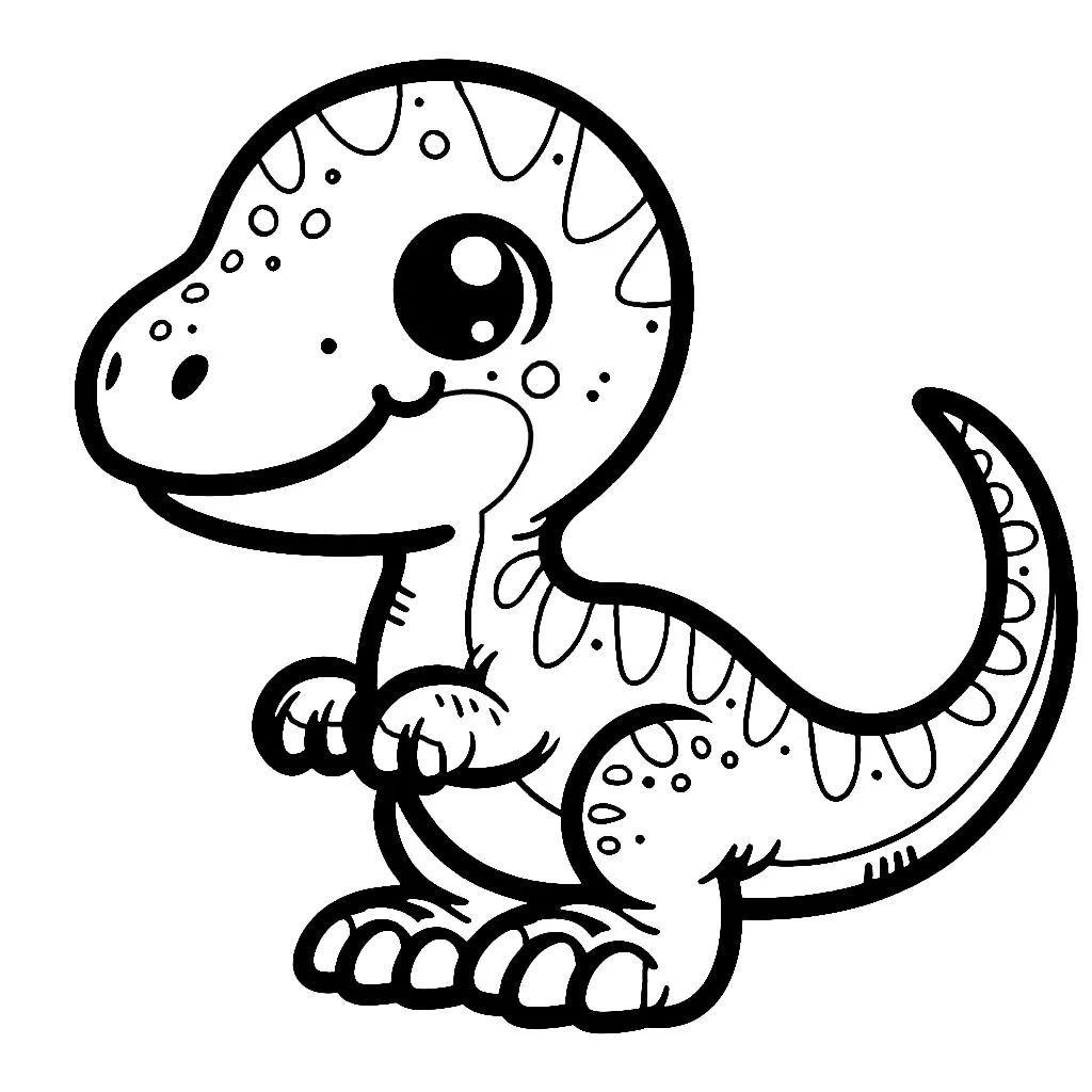 Cute Baby Velociraptor Dinosaur 🦖🌋🦴 Coloring Page