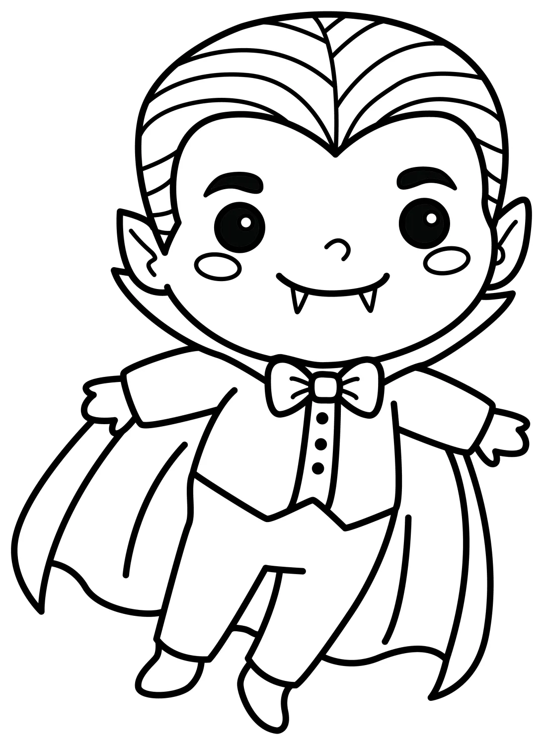 Cute Boy Vampire Halloween Costume with Red Cape 🧛‍♂️🎃🦇 Coloring Page