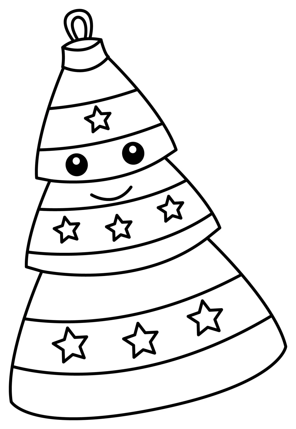 Cute Cartoon Christmas Tree 🎄🌟🎁 Coloring Page