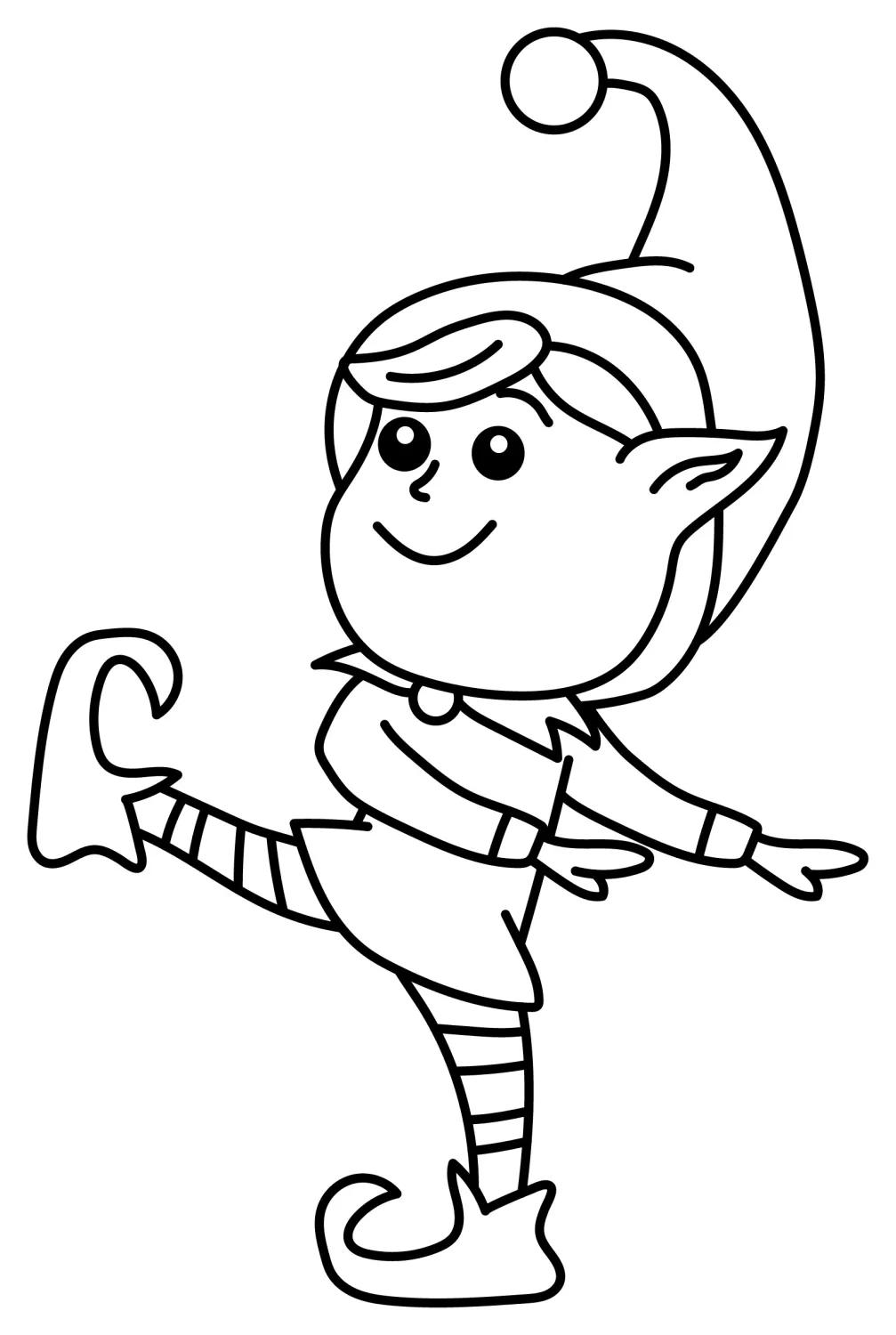 Cute Christmas Elf Dancing 🎄🎅🎁 Coloring Page
