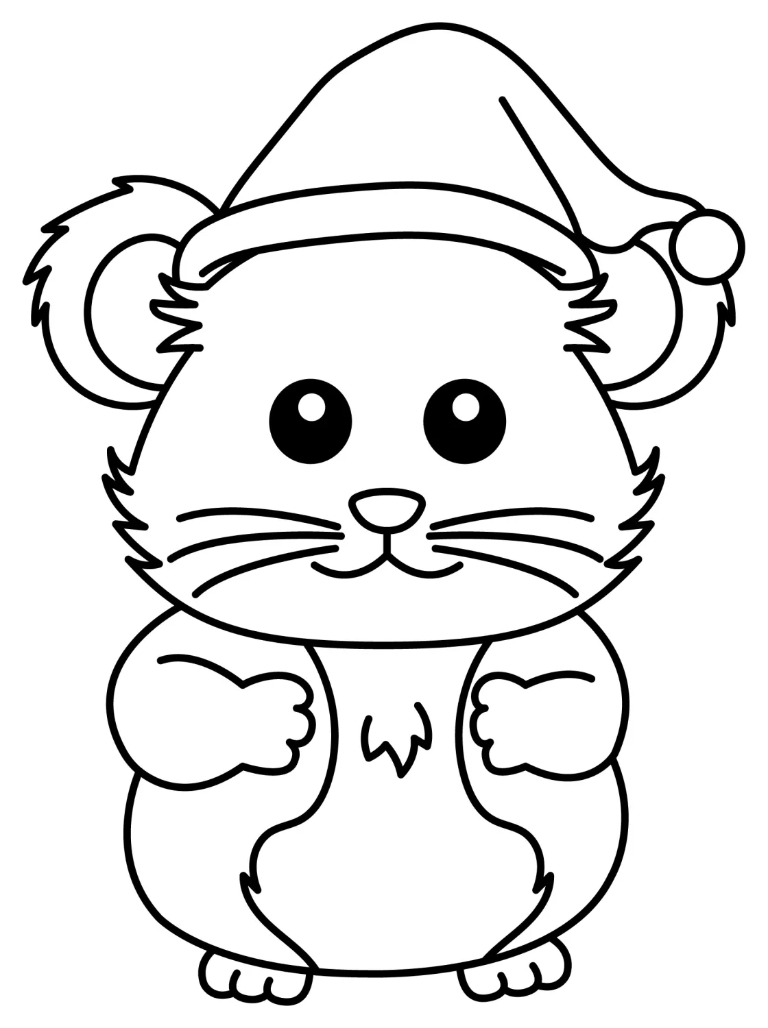 Cute Christmas Mouse with Santa Hat 🐭🎅🎁 Coloring Page