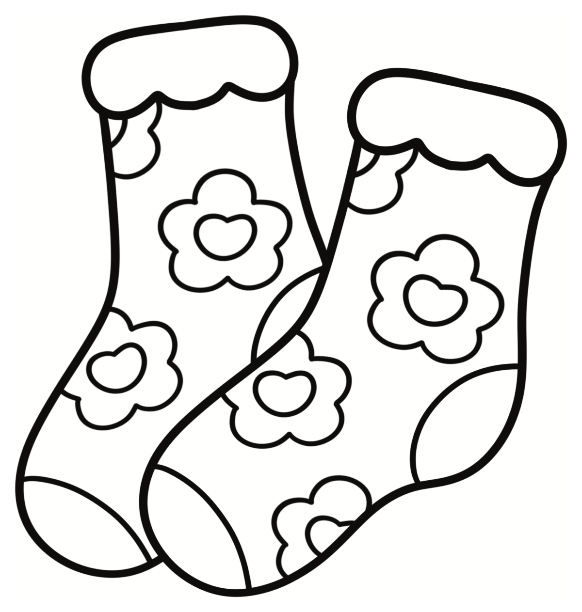 Cute Cozy Socks with Flower Patterns 🧦🌸✨ Coloring Page