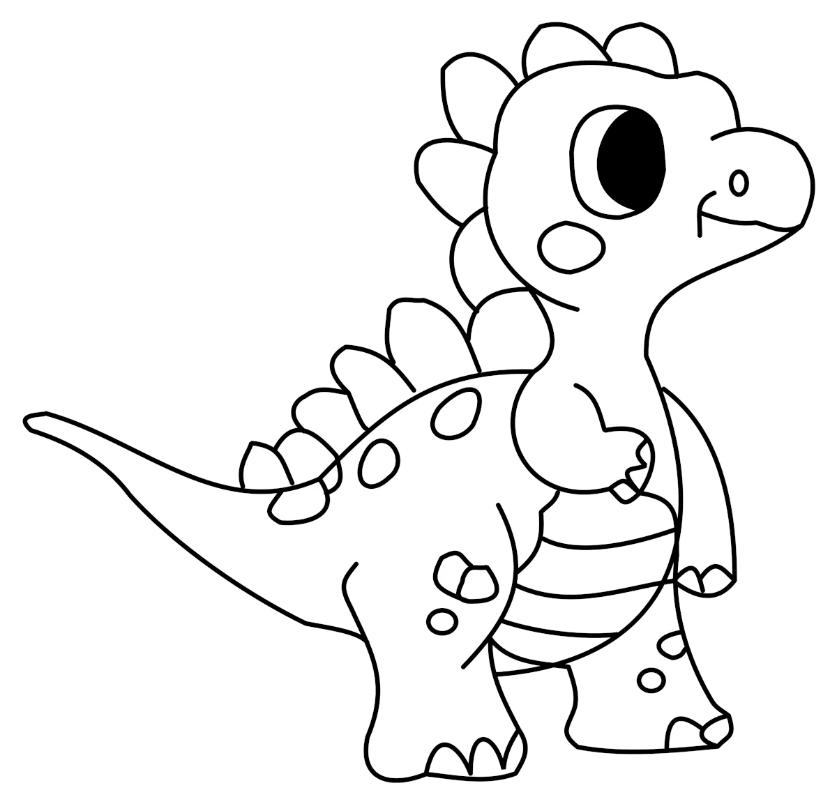Cute Dino Looking Around 🦖🌿👀 Coloring Page