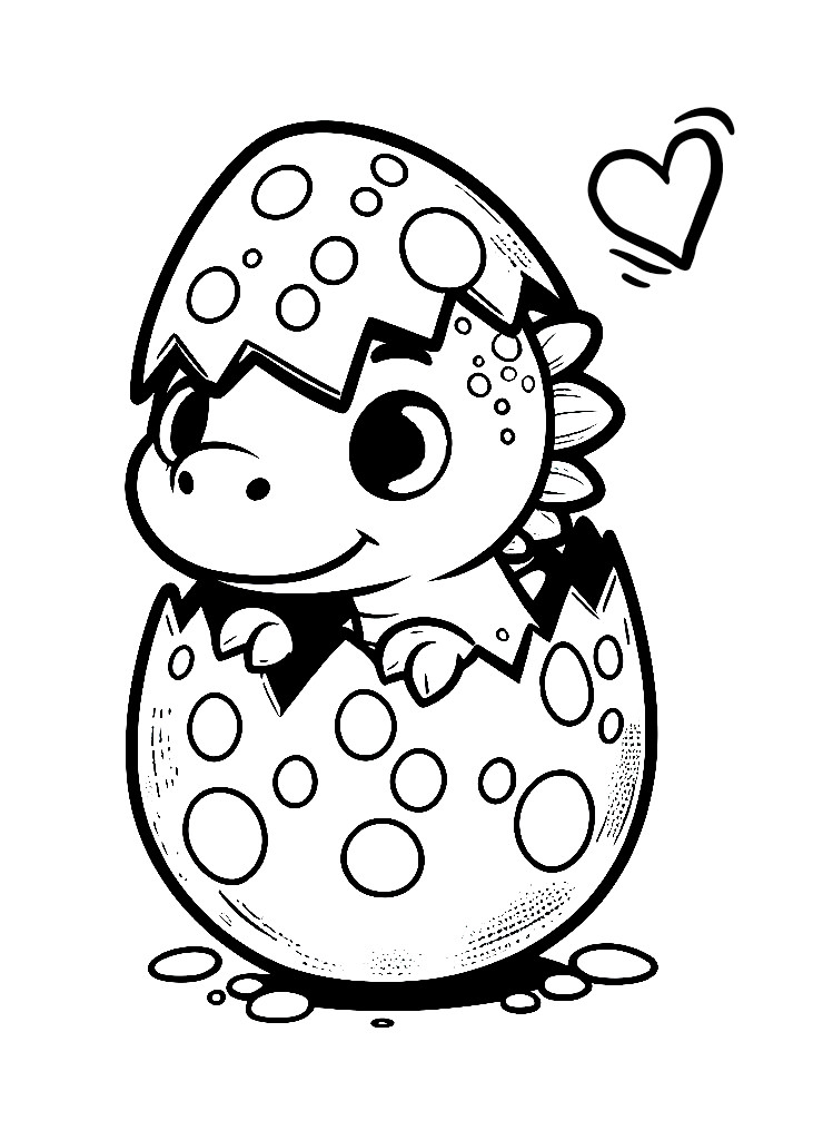 Cute Dinosaur Hatching from a Dotted Egg 🦕🥚 Coloring Page
