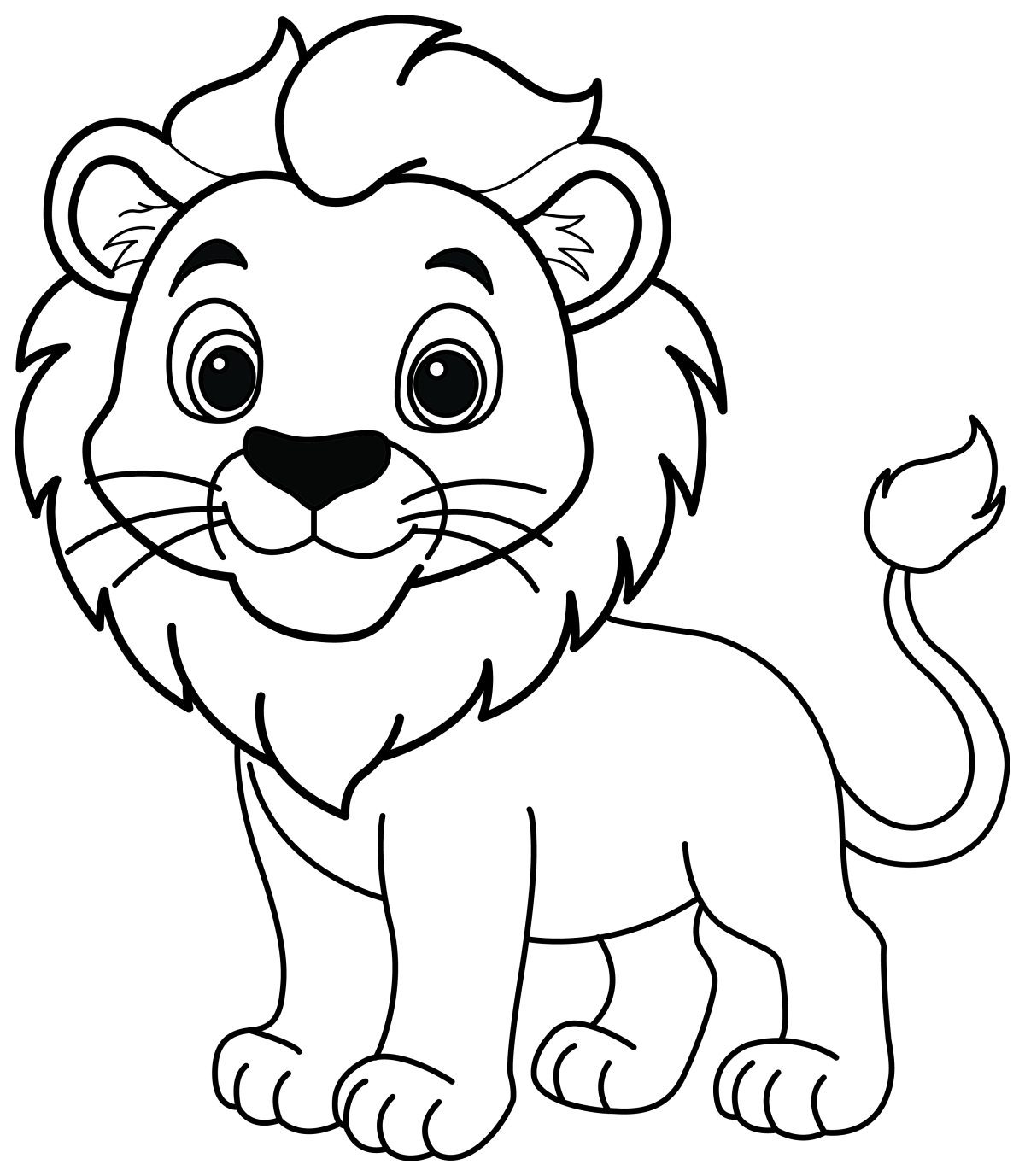 Cute Lion with Friendly Expression 🦁😊🌞 Coloring Page