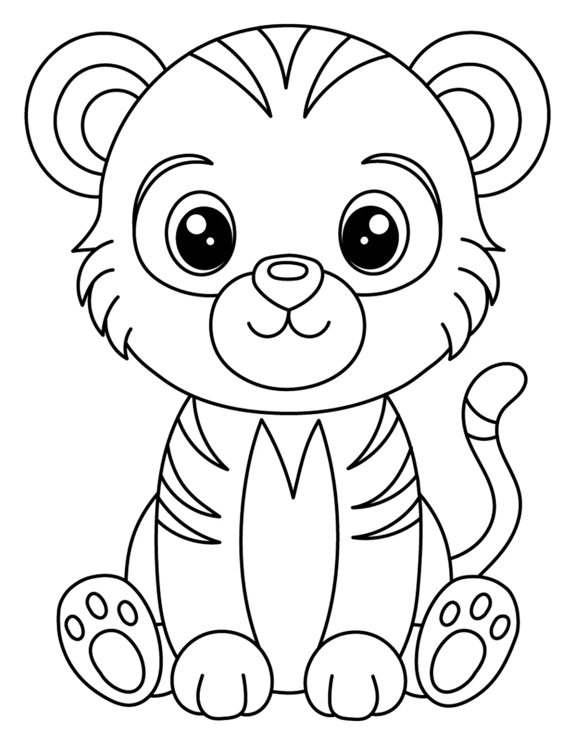 Cute Little Tiger Cub 🐯🧡🐾 Coloring Page